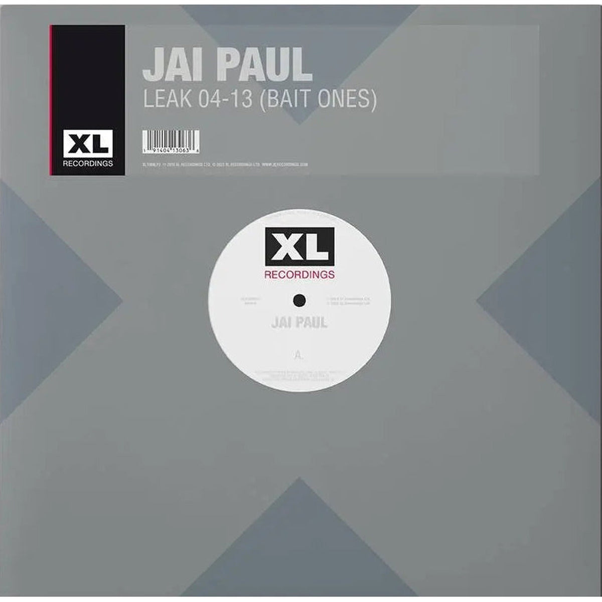 Black vinyl LP of Jai Paul - Leak 04-13 (Bait Ones) electronic album, featuring the XL Recordings branding.