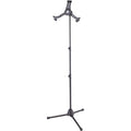 K&M 19793 multimedia microphone stand with adjustable arm and sturdy base for professional audio and recording setups.