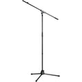 K&M 27105 floor microphone stand with adjustable height and sturdy base, suitable for professional audio and stage use.