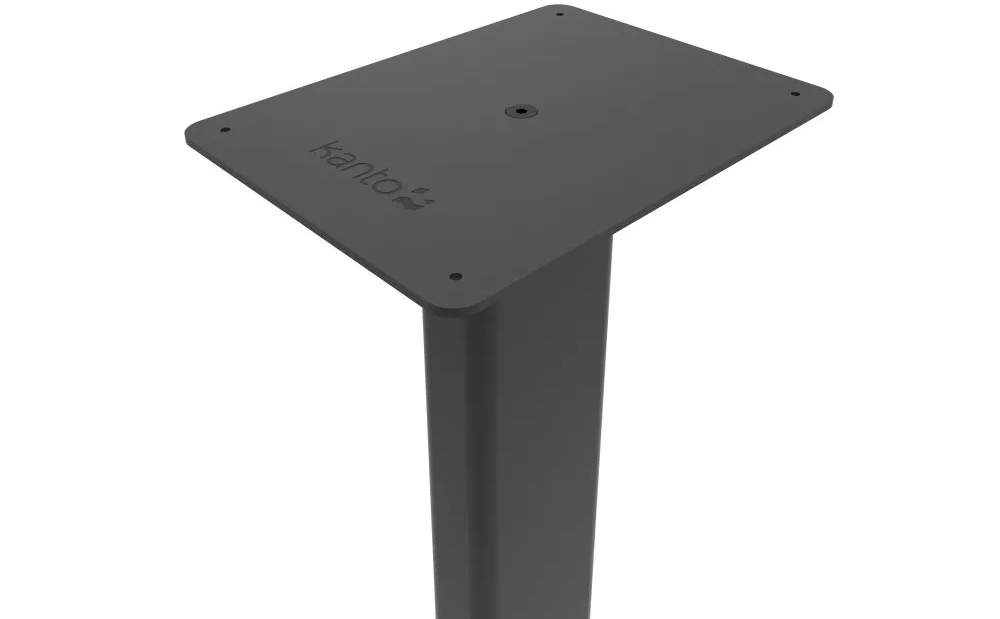 Kanto Audio ST34 speaker stands with adjustable height and sleek black design for optimal audio setup.