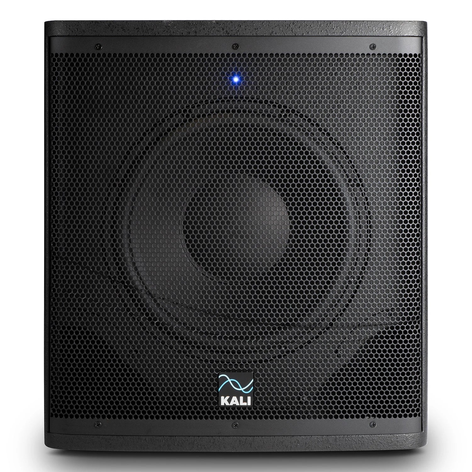 Kali Audio WS-12 V2 subwoofer with black enclosure and front grille, designed for high-performance audio systems.