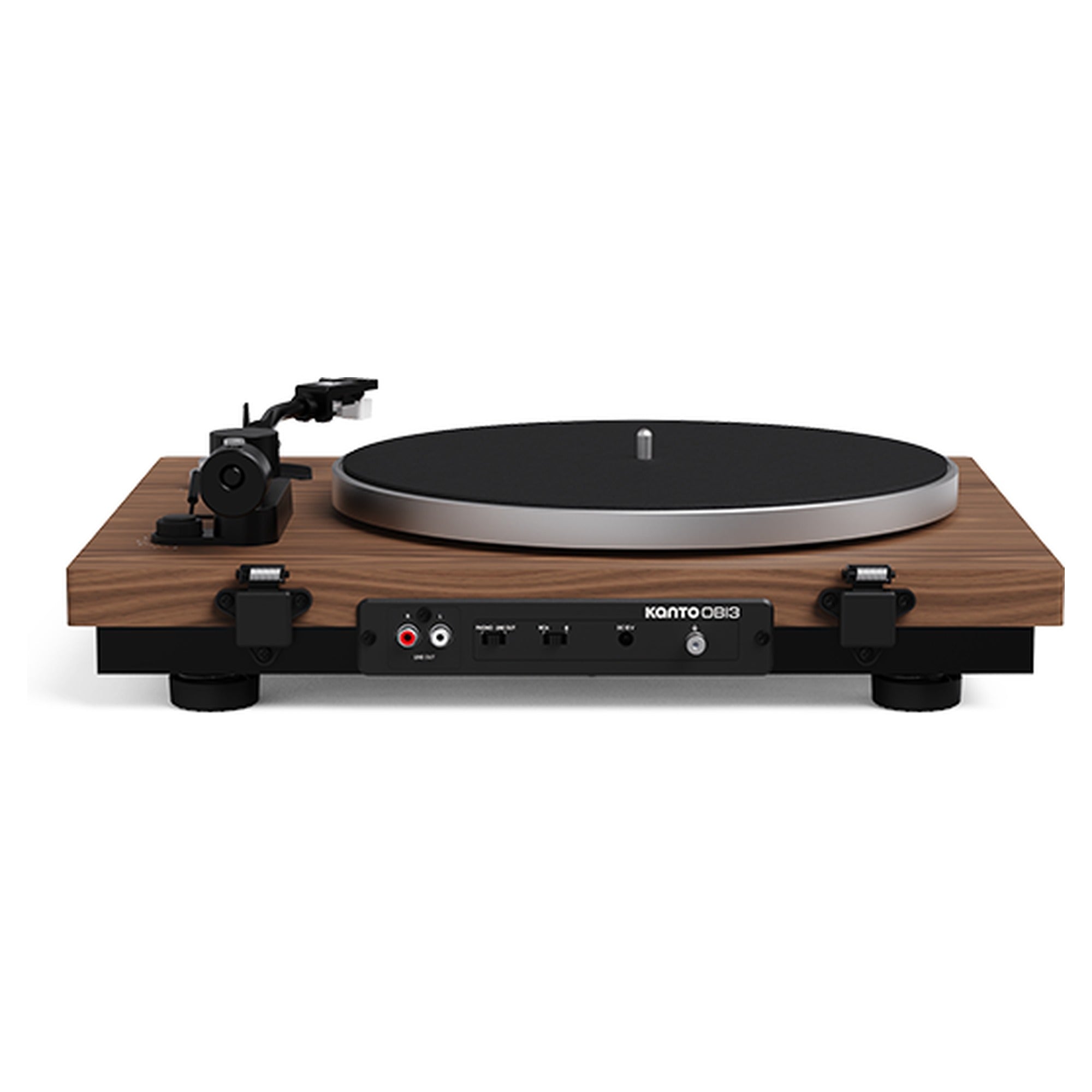 Kanto Audio OBI3 Gen 2 turntable, Walnut, rear view
