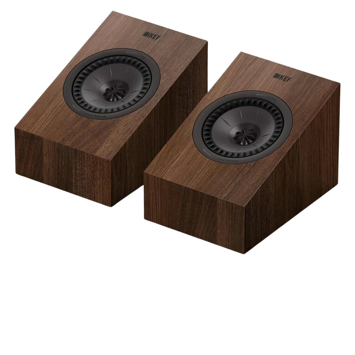 KEF Q8 Meta Dolby Atmos speakers shown with sleek black finish and modern design for immersive audio experience.