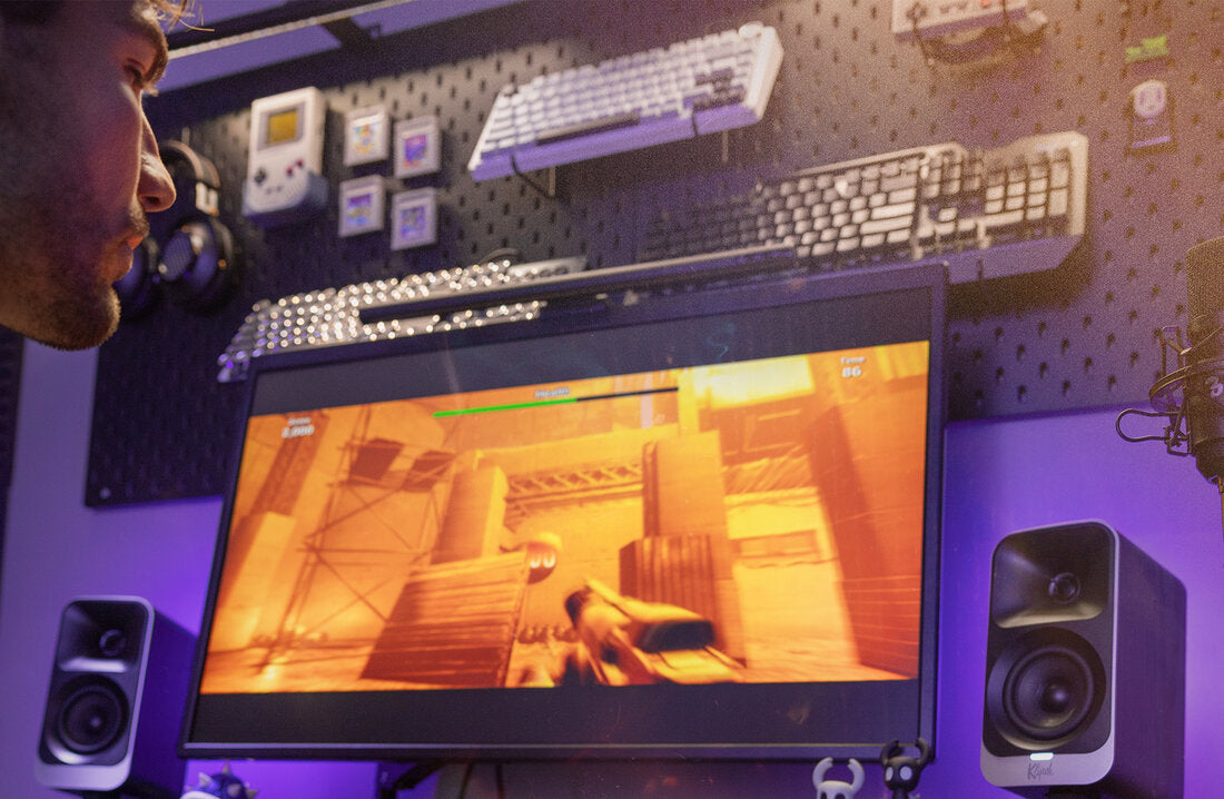 Klipsch ProMedia Lumina gaming desk lifestyle