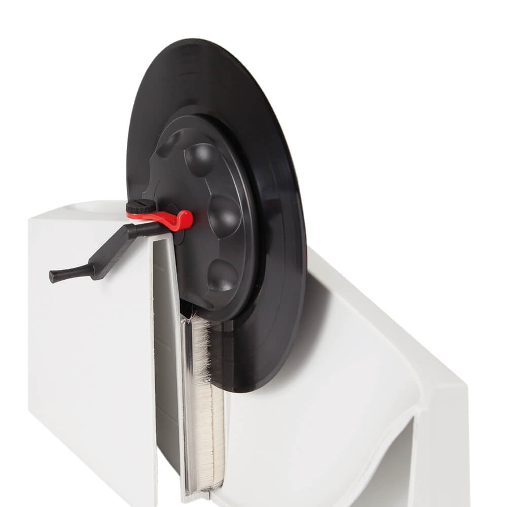 Tonar Knosti Disco-Antistat 2 Plus record cleaning brush and cleaner for vinyl records, with multiple brush heads for thorough cleaning.