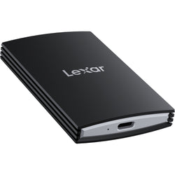 Lexar Armor 700 portable SSD external drive with rugged black casing and USB-C connection for fast data transfer.