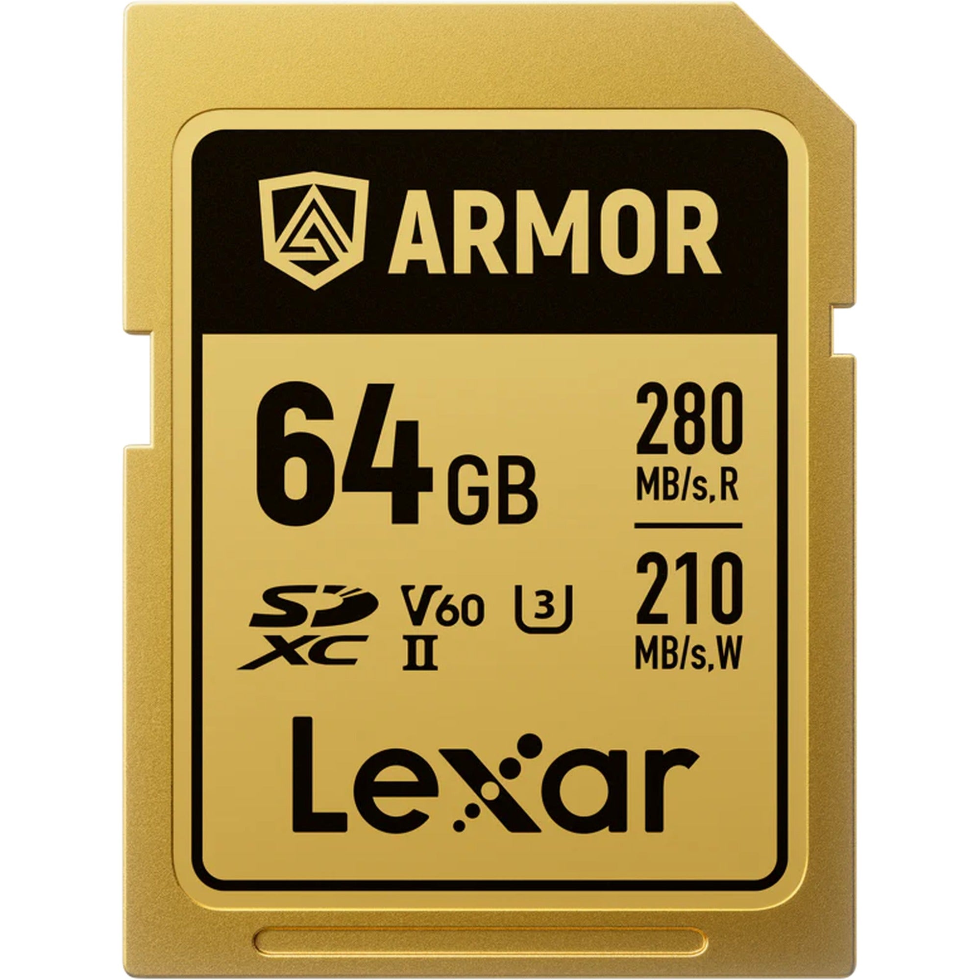 Lexar SDXC ARMOR Gold UHS-II U3, Stainless Steel, IP68 R280/W210 (V60) Memory Card - Soundium