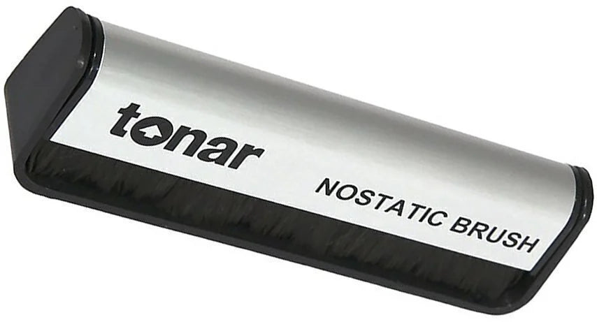 Tonar Nostatic Brush for record cleaning, featuring soft bristles for safe and effective vinyl record maintenance.