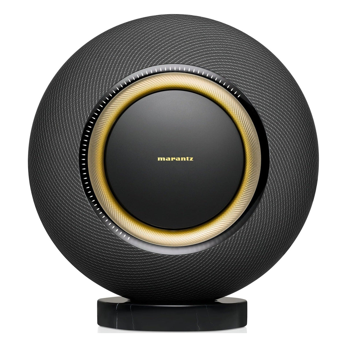 Marantz Horizon Grand wireless speakers with sleek design, featuring premium black finish and modern audio equipment appearance.