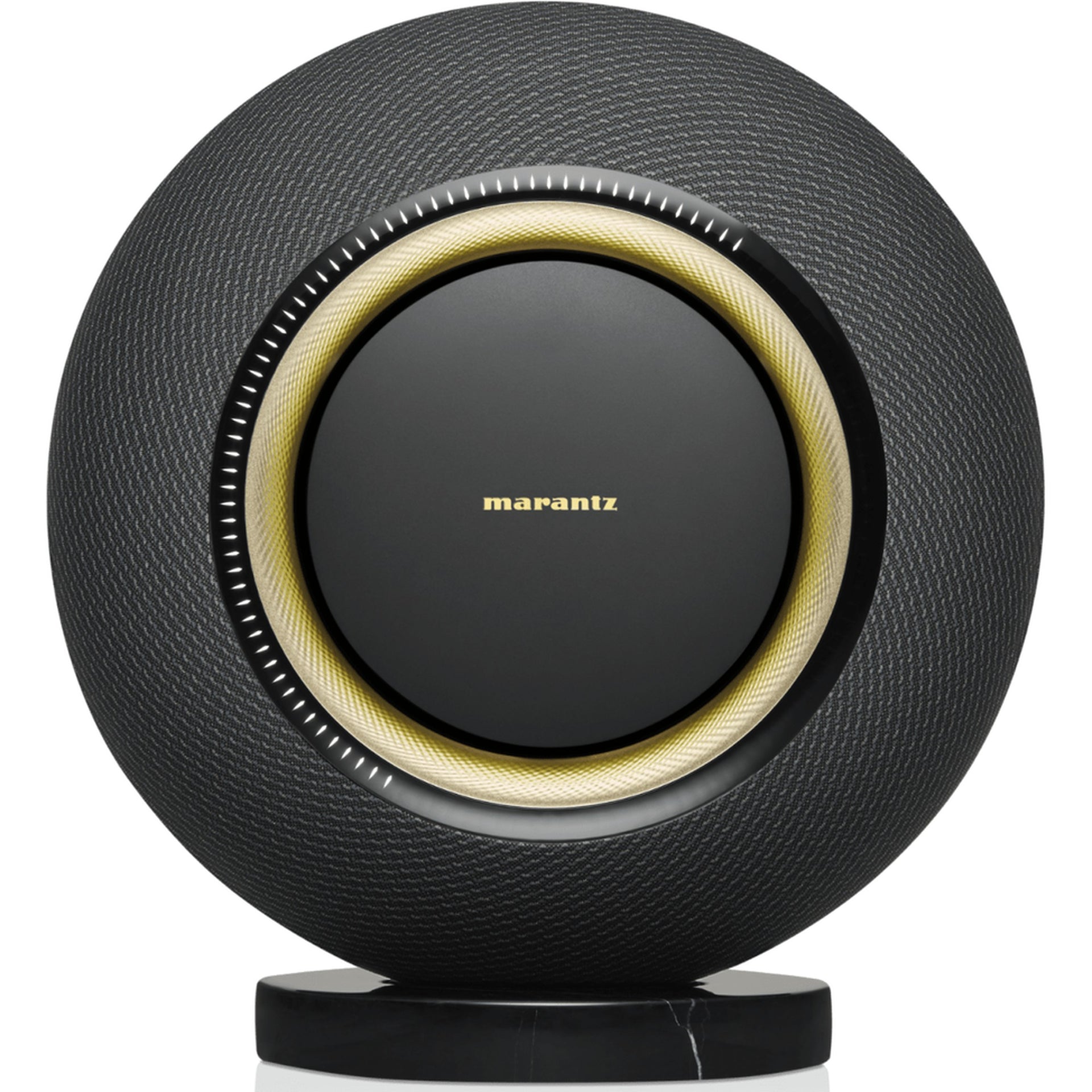 Marantz Horizon wireless speakers in sleek black finish, featuring modern design and multiple connectivity options.