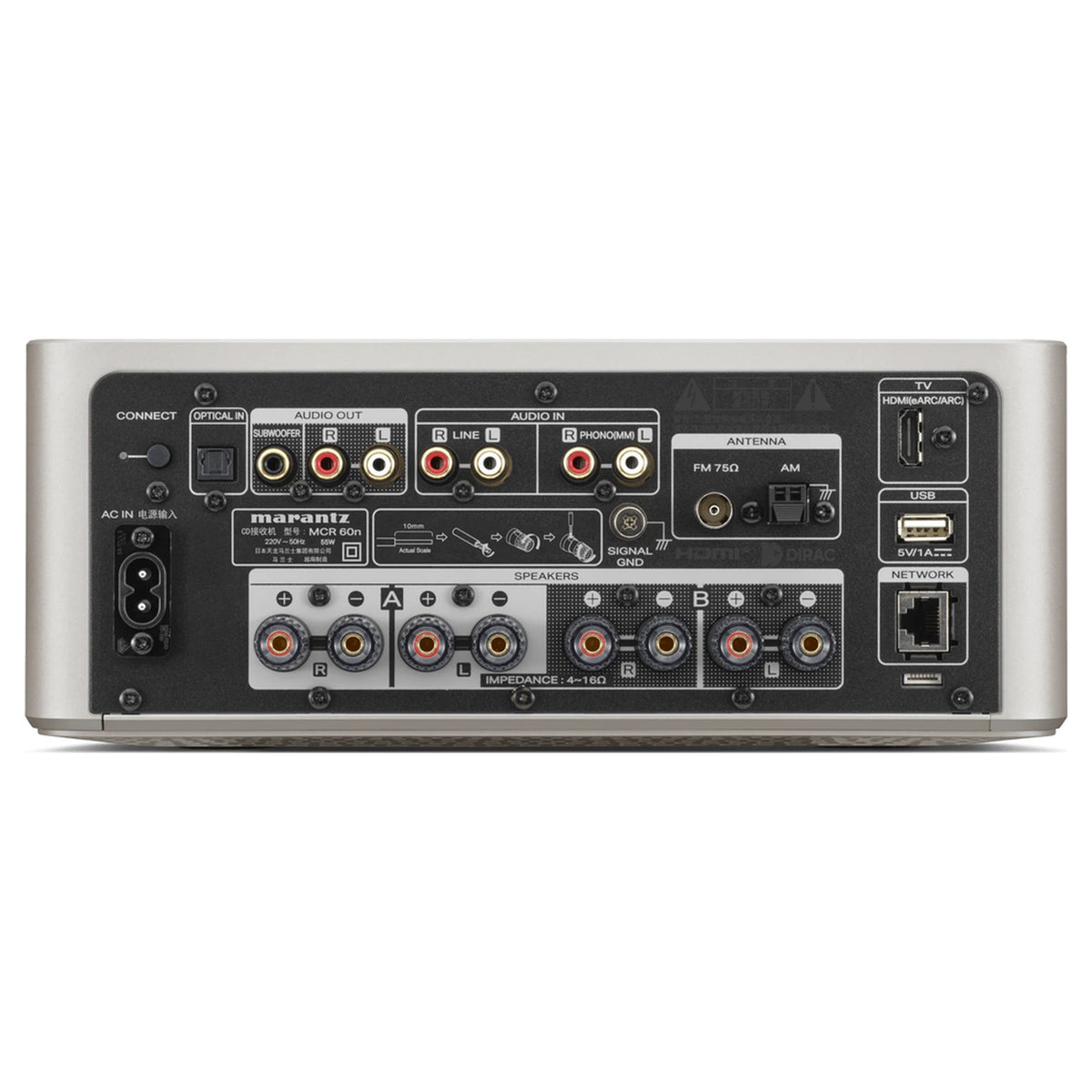 Marantz MCR 60n DAB, Marantz Champagne Gold, rear panel connections