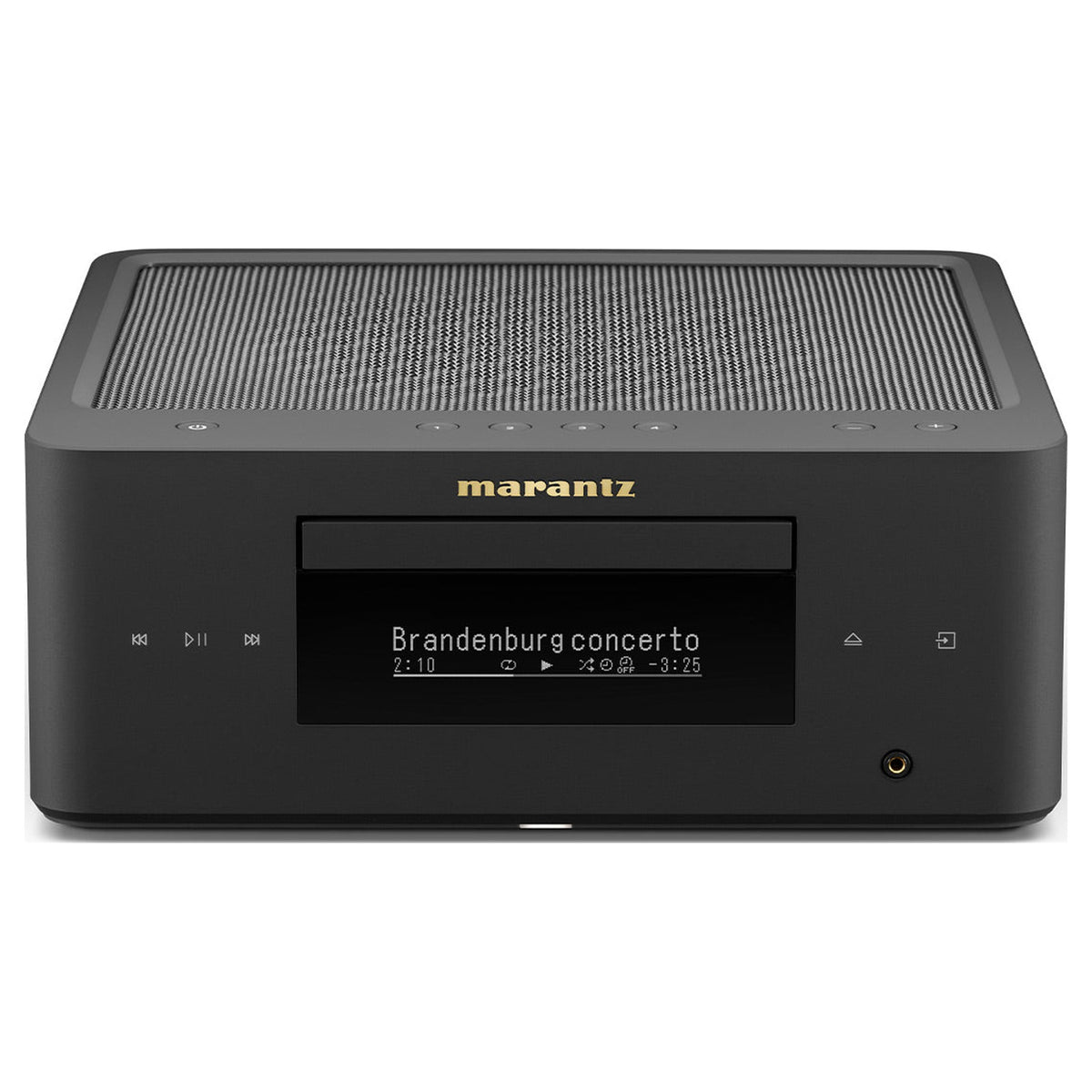 Marantz MCR 60n DAB, Matte Black, front view with CD slot and display