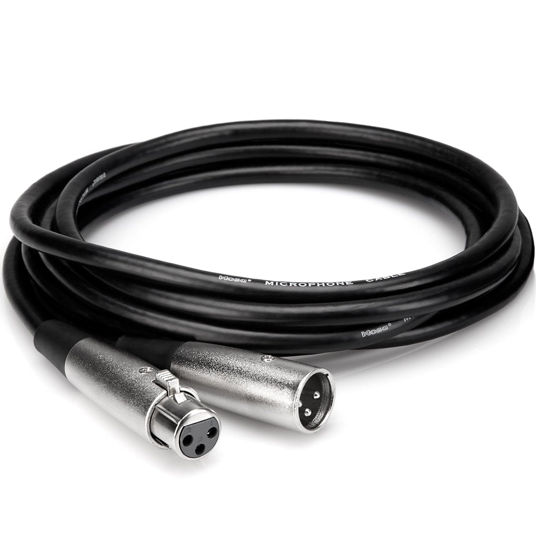 Hosa MCL-125 XLR female to male cable, 7.6m length, showcasing sturdy connectors and flexible design for audio connections.