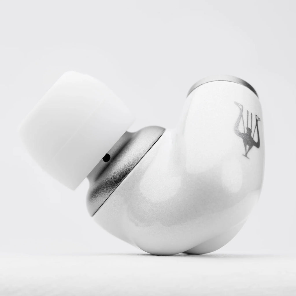 Meze Audio Alba in-ear headphones with sleek black earbuds and cable, designed for high-quality audio listening.