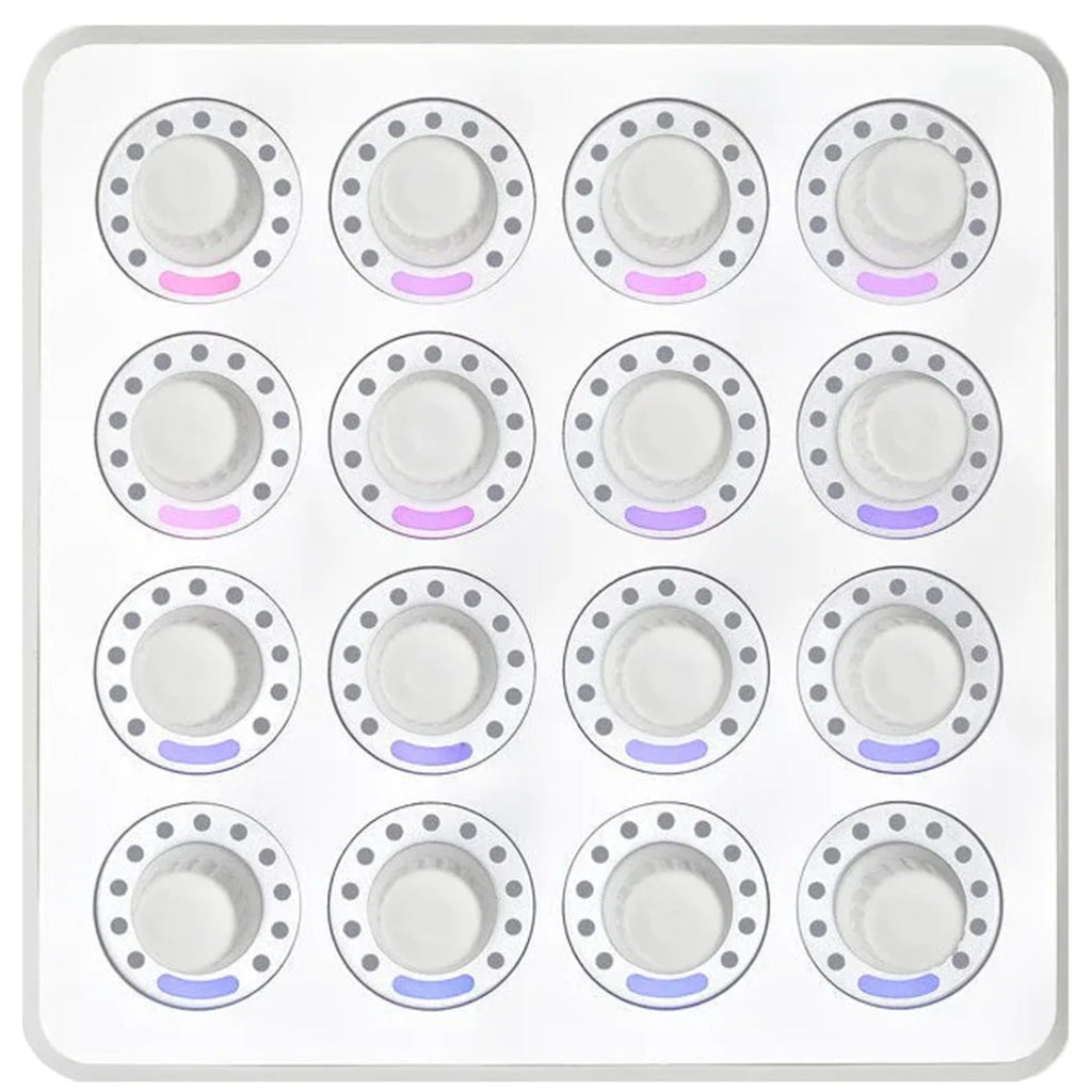 DJ TechTools MIDI Fighter Twister MIDI controller with white top, featuring multiple knobs and buttons for music production.