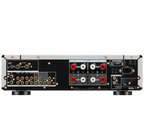 Marantz MODEL 50 stereo amplifier with silver finish, back panel showing input and output connections, in a studio setting