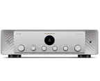 Marantz MODEL 50 stereo amplifier in silver, front view showcasing control knobs and sleek design.