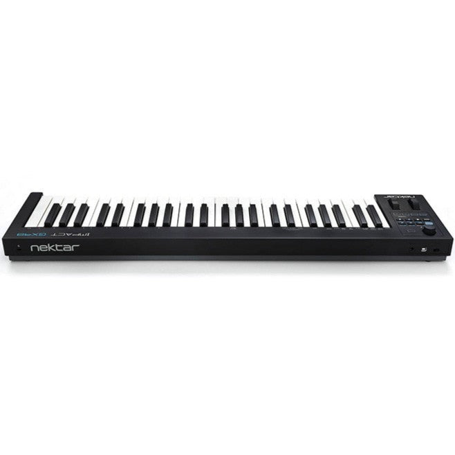 Nektar Impact GX49 MIDI keyboard with 49 keys, control knobs, and buttons for music production and performance.