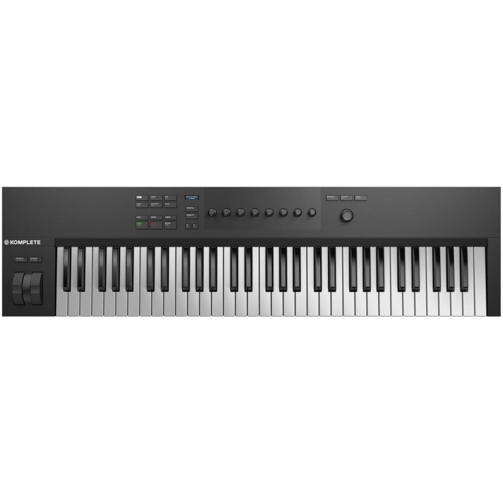 Native Instruments Komplete Kontrol A61 MIDI keyboard with 61 keys and integrated controls, designed for music production.