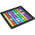 Novation Launchpad Mini MK3 MIDI controller with grid of colorful velocity-sensitive pads and compact design.
