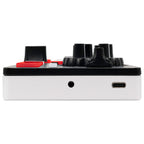 Numark Mixtrack Go rear profile showing the USB-C port and headphone jack