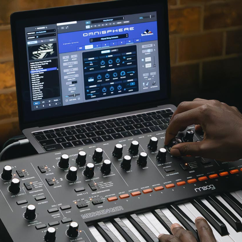 Spectrasonics Omnisphere 3 music production software interface with hardware integration setup and controls.