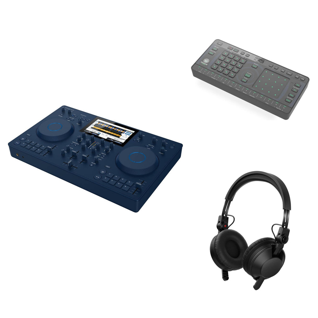 AlphaTheta Omnis-Duo Creative Pack DJ bundle featuring mixing software, audio controls, and accessories for music production.