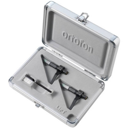 Ortofon Concorde Mix MK2 turntable cartridges with protective case, featuring sleek design and professional quality.