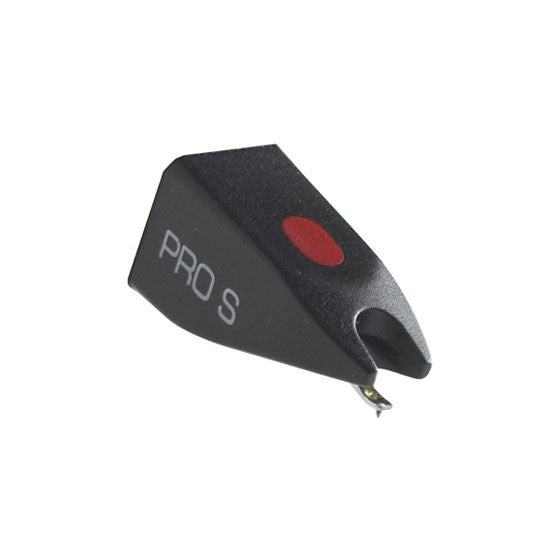 Ortofon OM Pro S turntable stylus with a fine needle for high-quality vinyl record playback, shown in the image.