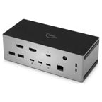 OWC Thunderbolt 5 Dock with Dual HDMI, rear three-quarter view with dual HDMI 2.1 and 2.5GbE ports