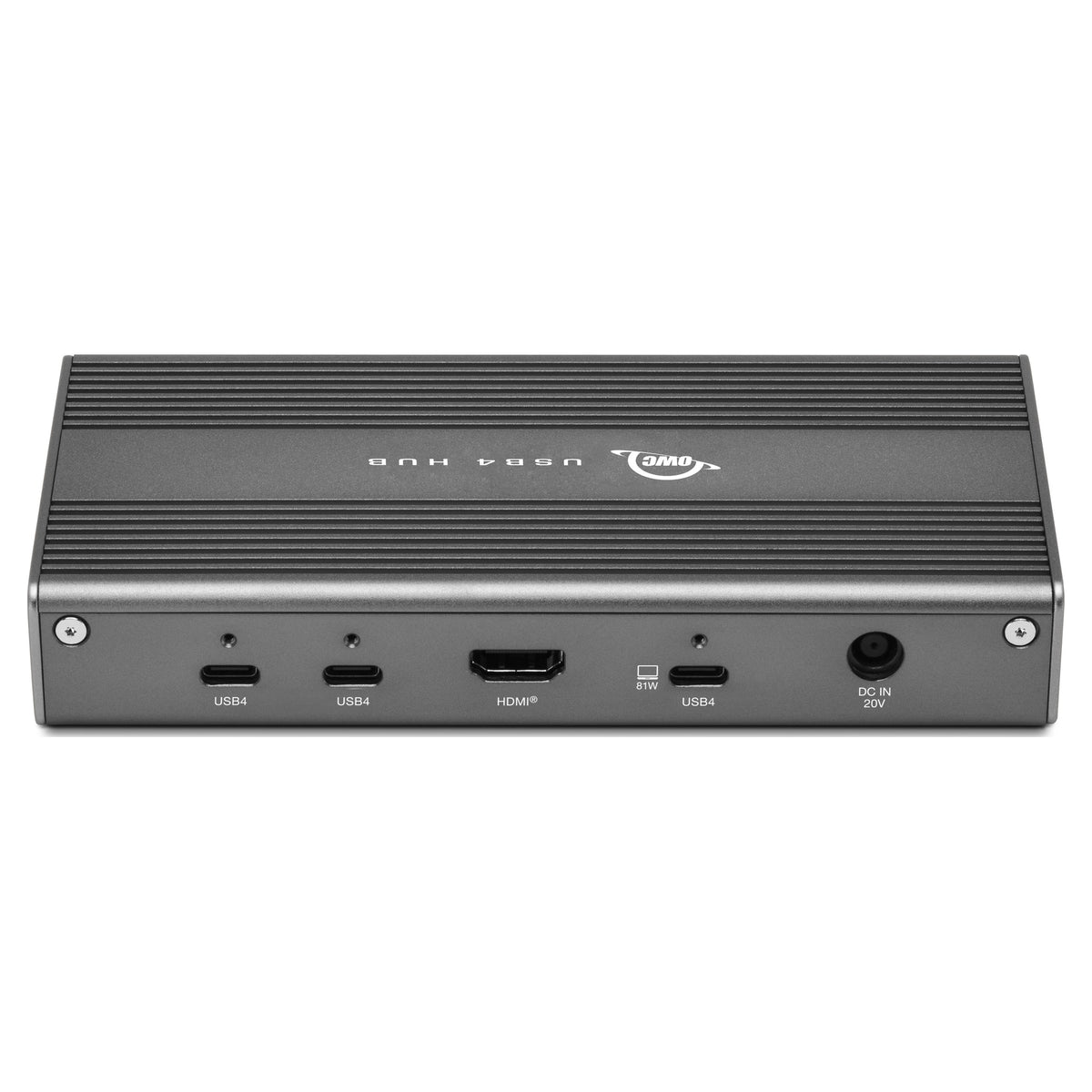 OWC USB4 Hub, rear straight-on view of ports