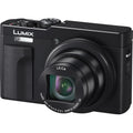 Panasonic Lumix TZ99 compact video camera with 4K recording and adjustable LCD screen, ideal for travel and outdoor filming.