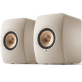 KEF LS50 Wireless II wireless speakers with sleek black finish and modern design, featuring high-quality audio drivers.