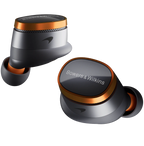 Bowers & Wilkins Pi8 wireless in-ear headphones with sleek design and ergonomic fit, shown in a black color on a white background.