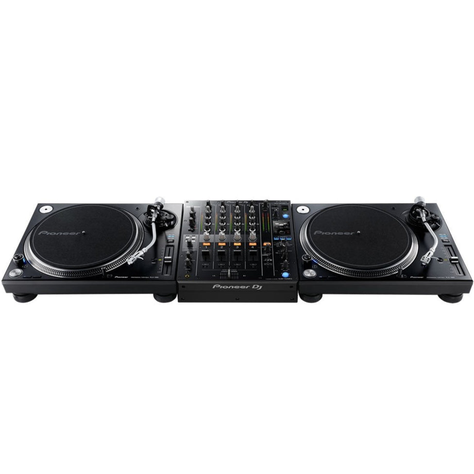 Pioneer DJM-750MK2 DJ mixer with dual-channel controls, built-in effects, and professional audio interface for DJ performances