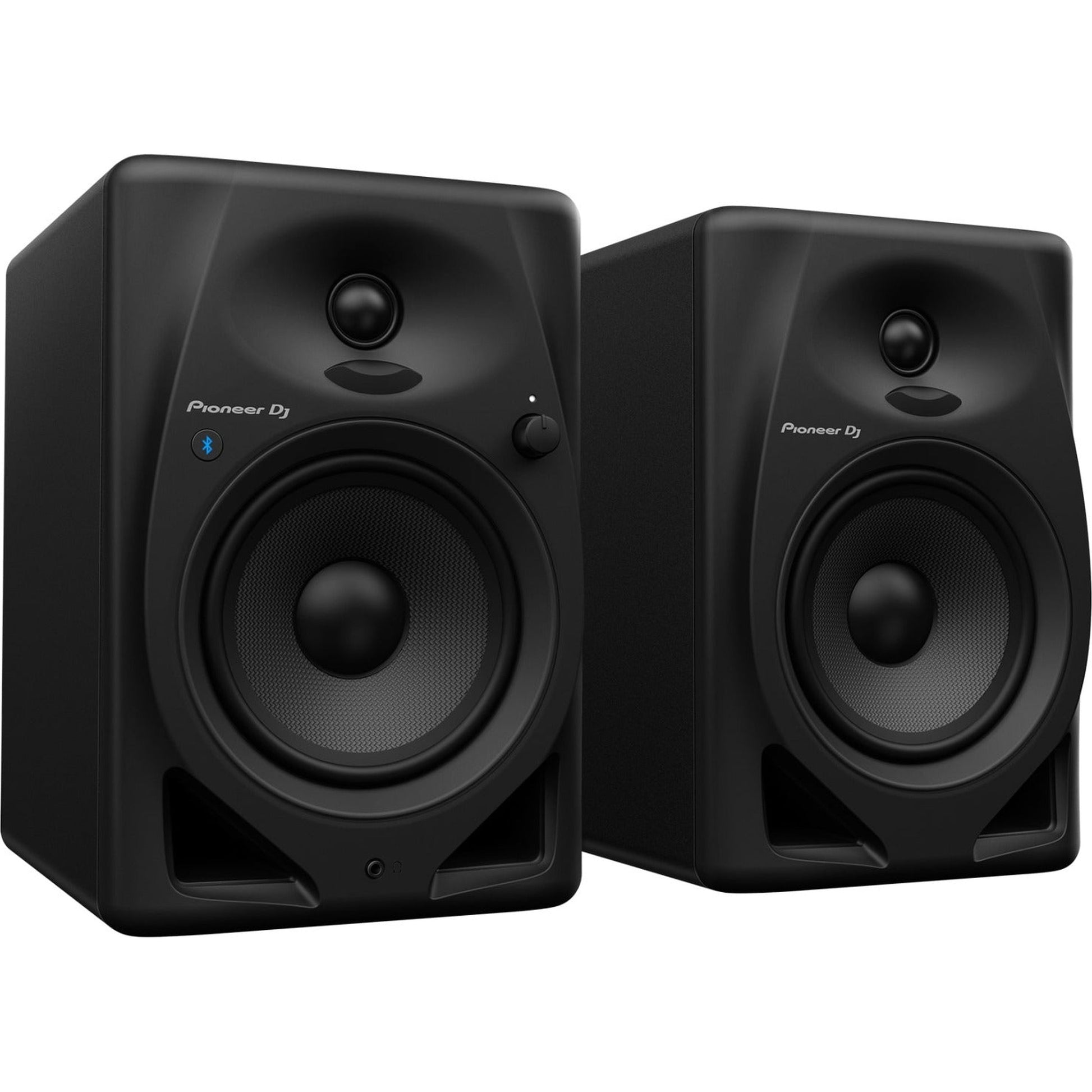 Pioneer DM-50D-BT desktop speakers with black finish and modern design, featuring front-facing controls and audio ports.