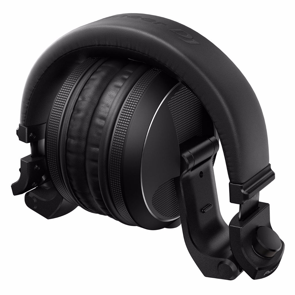 Pioneer DJ HDJ-X5 DJ headphones with black ear cups and adjustable headband, designed for professional audio monitoring.