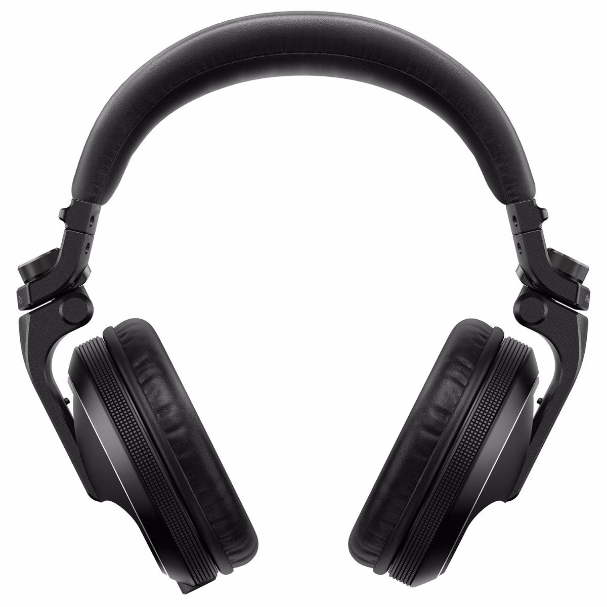 Pioneer DJ HDJ-X5 DJ headphones with black ear cups and headband, featuring adjustable ear cups and padded headband for comfort