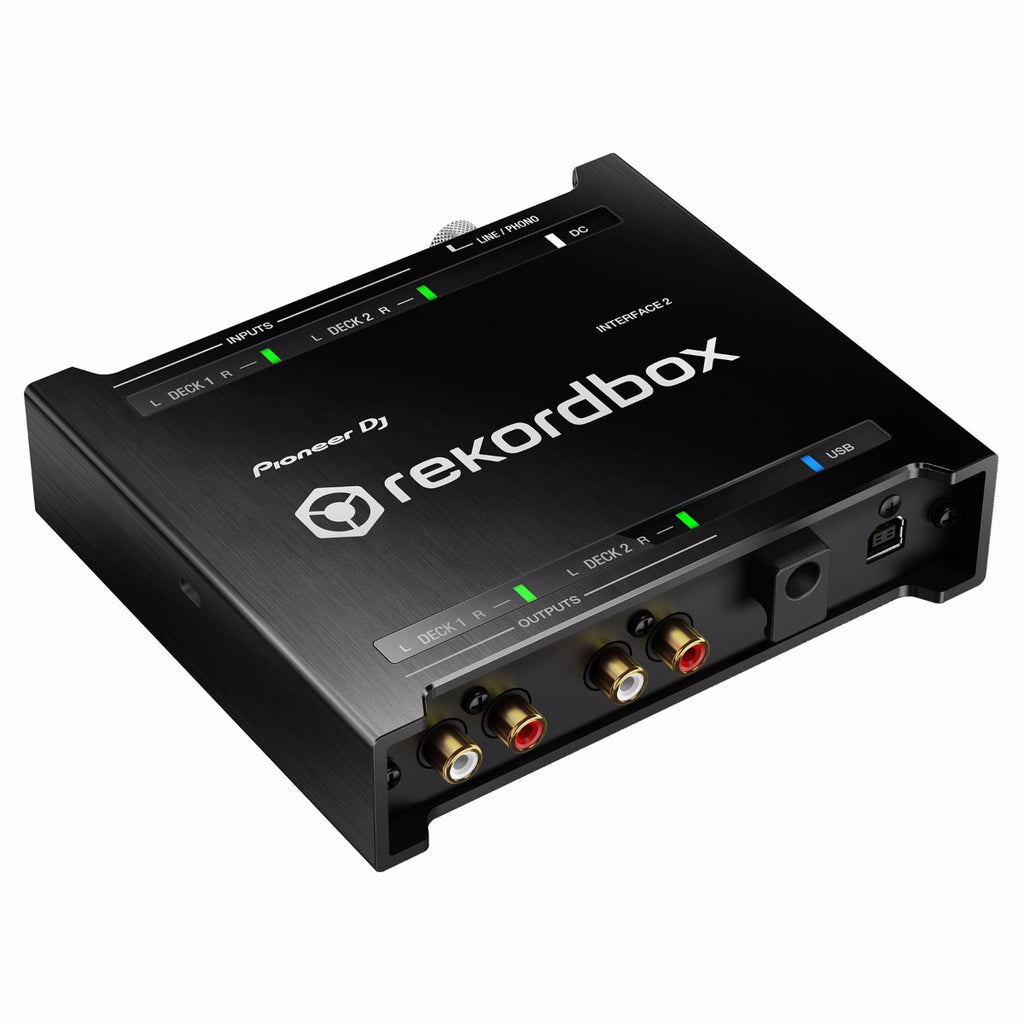Pioneer DJ Interface 2 digital vinyl system with control interface and cables for DJ setup.