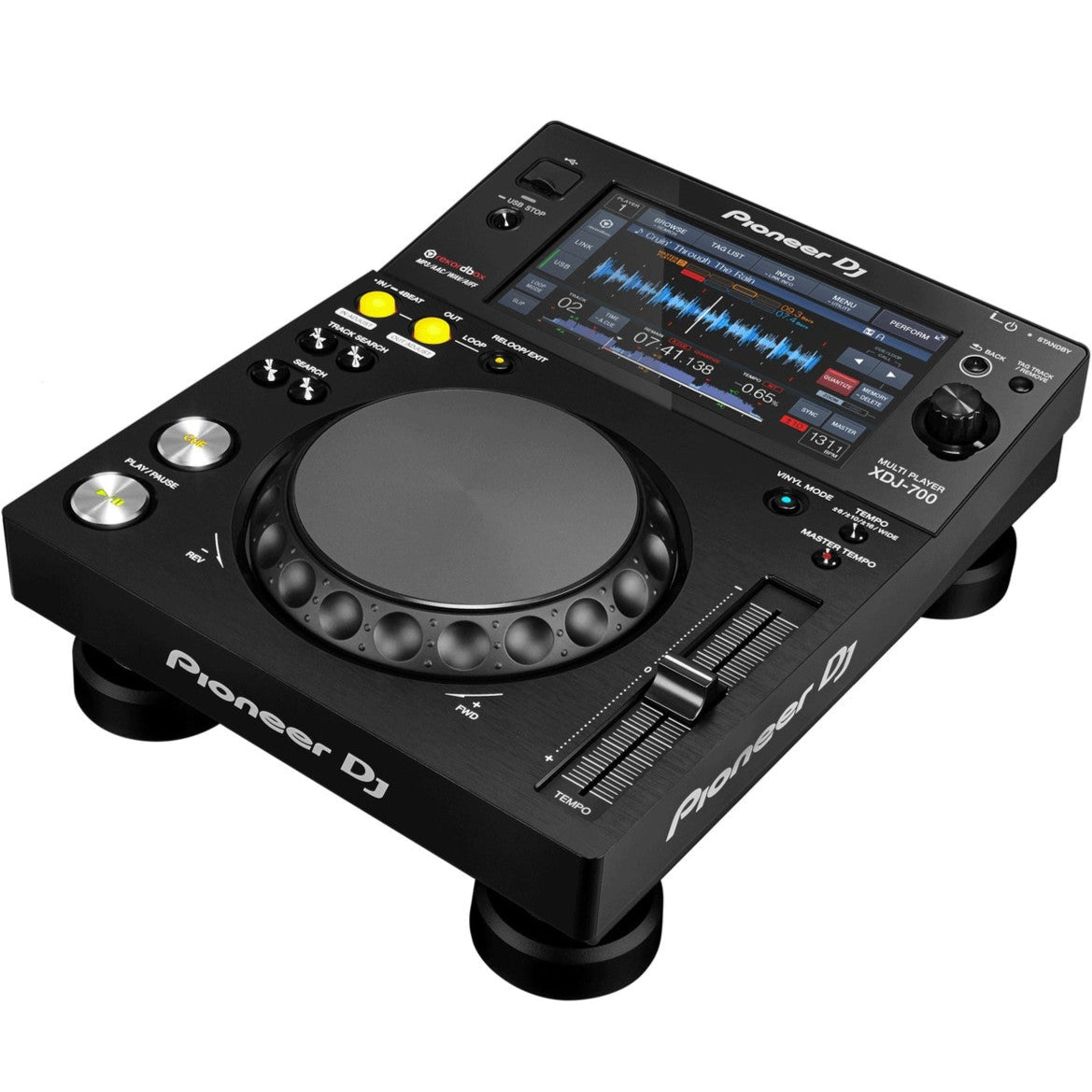 Pioneer DJ XDJ-700 DJ media player with touchscreen display and jog wheel for professional DJ mixing and control.