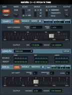 Serato Pitch 'n Time Pro music production software interface showing pitch and time editing controls.