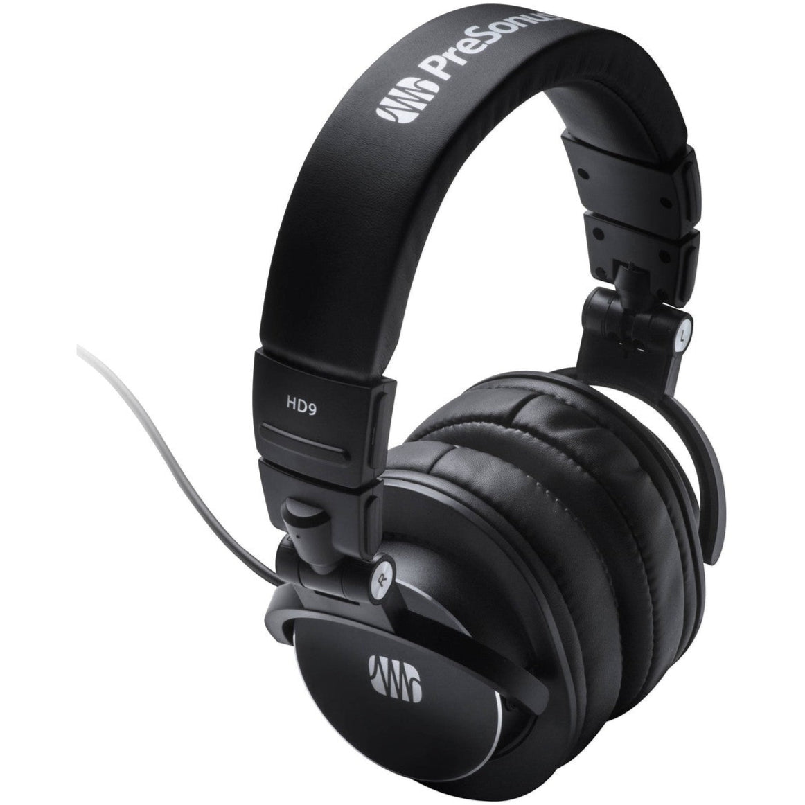 Presonus HD9 studio headphones with over-ear design and padded ear cups for professional audio monitoring.