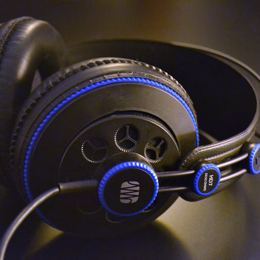 Presonus HD7 studio headphones with over-ear design and cushioned ear cups for professional audio monitoring.