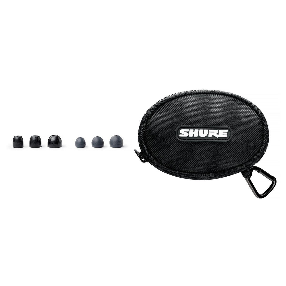Shure SE215 wired in-ear headphones with clear ear tips and inline remote, designed for detailed sound and comfortable fit.
