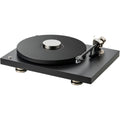 Pro-Ject Debut Pro turntable with sleek black plinth and tonearm, featuring high-quality audio components and modern design.
