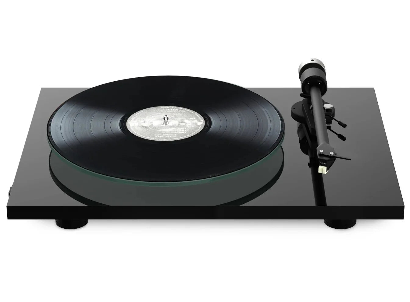 Pro-Ject T2 Super Phono turntable in black with sleek design and tonearm, showcasing high-quality audio equipment.