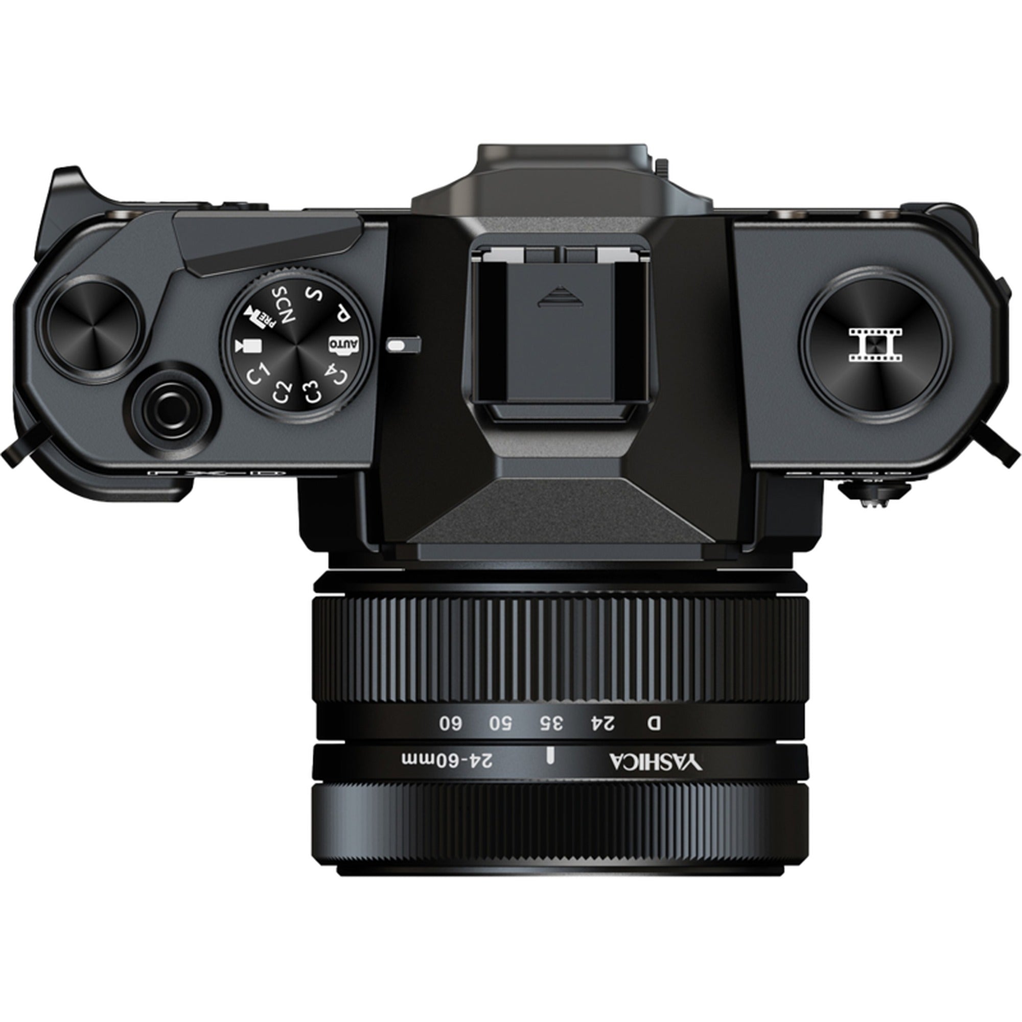 Yashica FX-D S300 instant compact camera with black body and lens, designed for casual photography and quick snapshots.