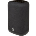Black Bluesound Pulse Flex 2025 wireless speaker with shadow effect, showcasing its compact design and modern look.
