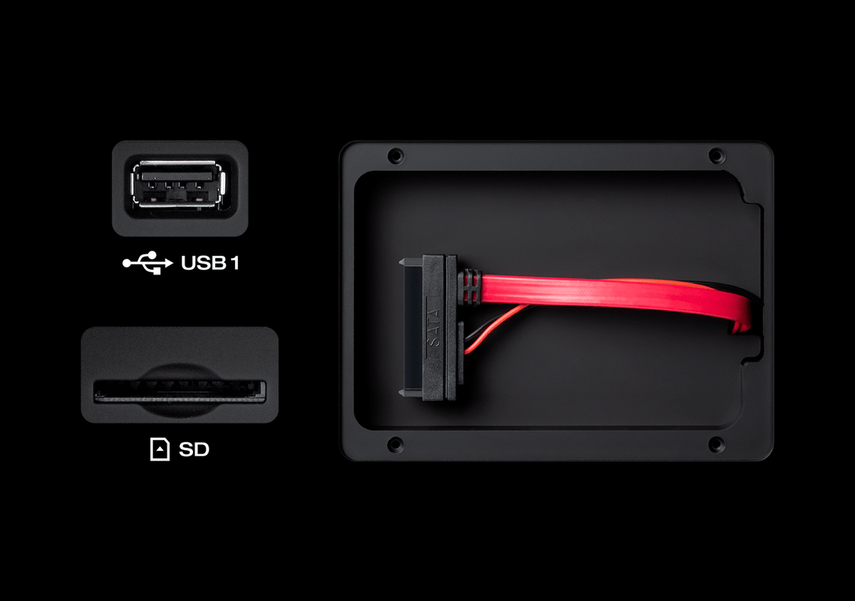 Denon DJ SC6000 Prime DJ media player with large touchscreen display and professional controls on a sleek black surface.
