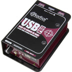 Radial Engineering USB-Pro DI box for professional audio recording and live sound, featuring USB connectivity and rugged design.